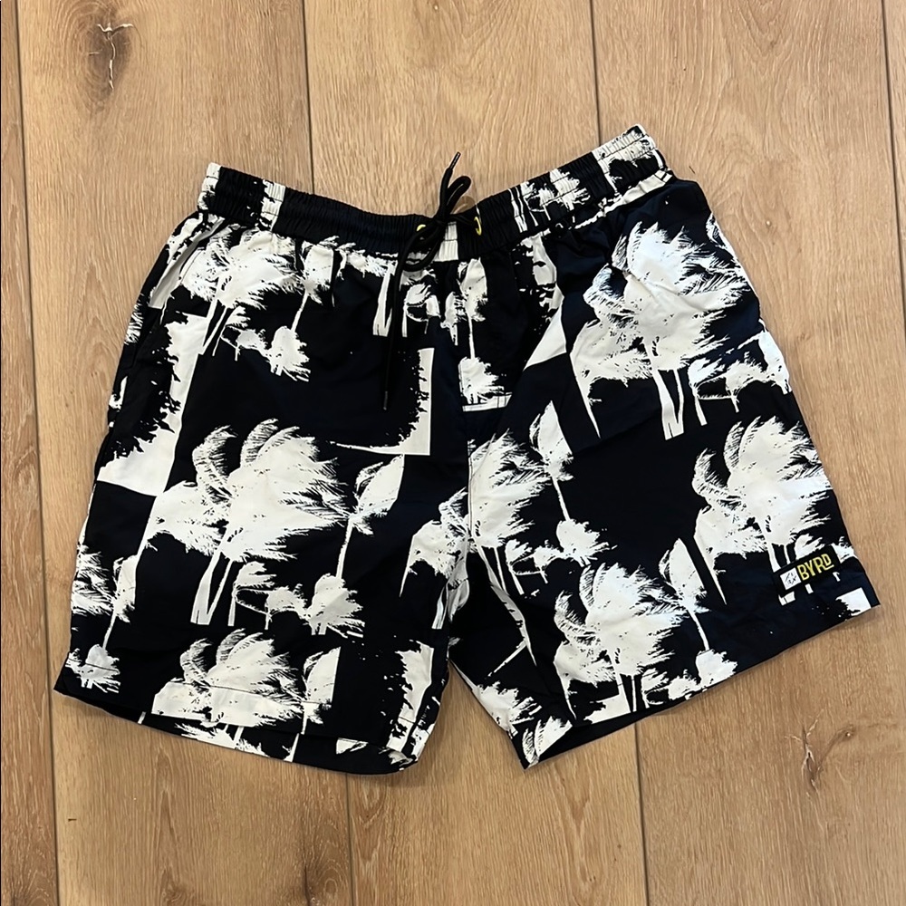 Byrd Men's Black and White Swim Shorts - Large